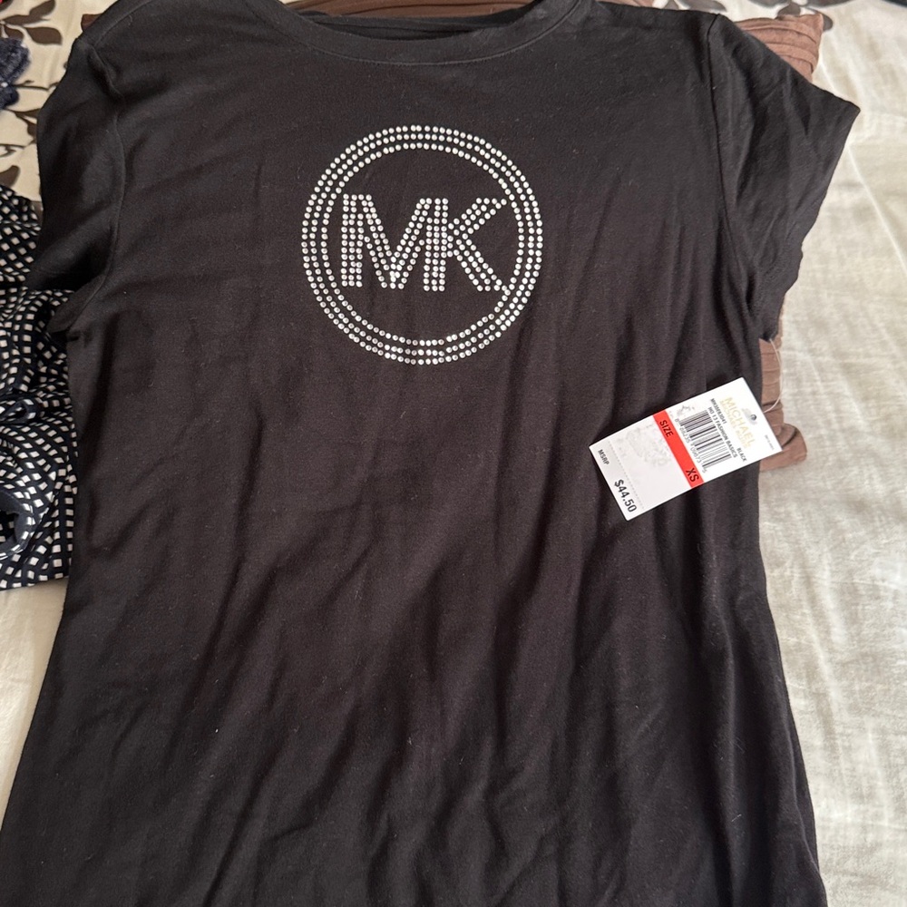 Michael Kors Black Tee with Silver Logo
